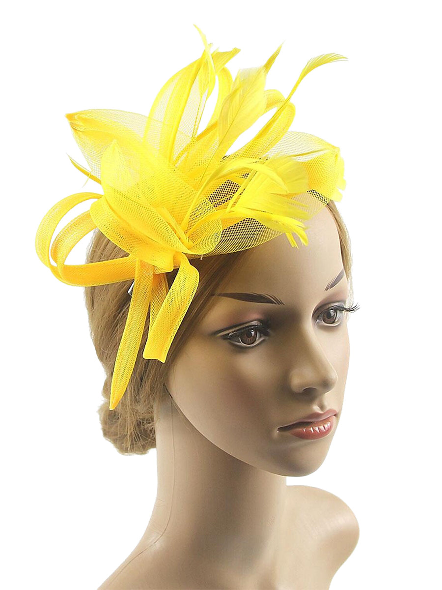 Vintage Organza Wedding Floppy Hat Fascinators/Headpiece with Feather & Bow