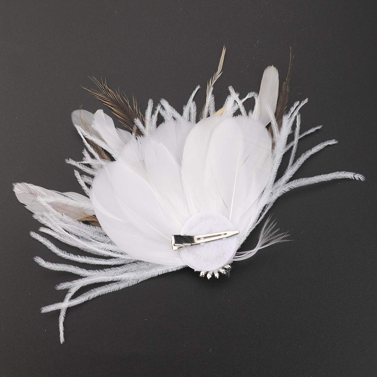 White Vintage Classical Feather Wedding Elegant Hat Fascinators/Headpiece with Crystal
