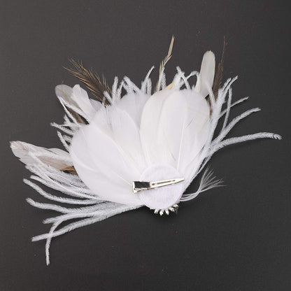 White Vintage Classical Feather Wedding Elegant Hat Fascinators/Headpiece with Crystal