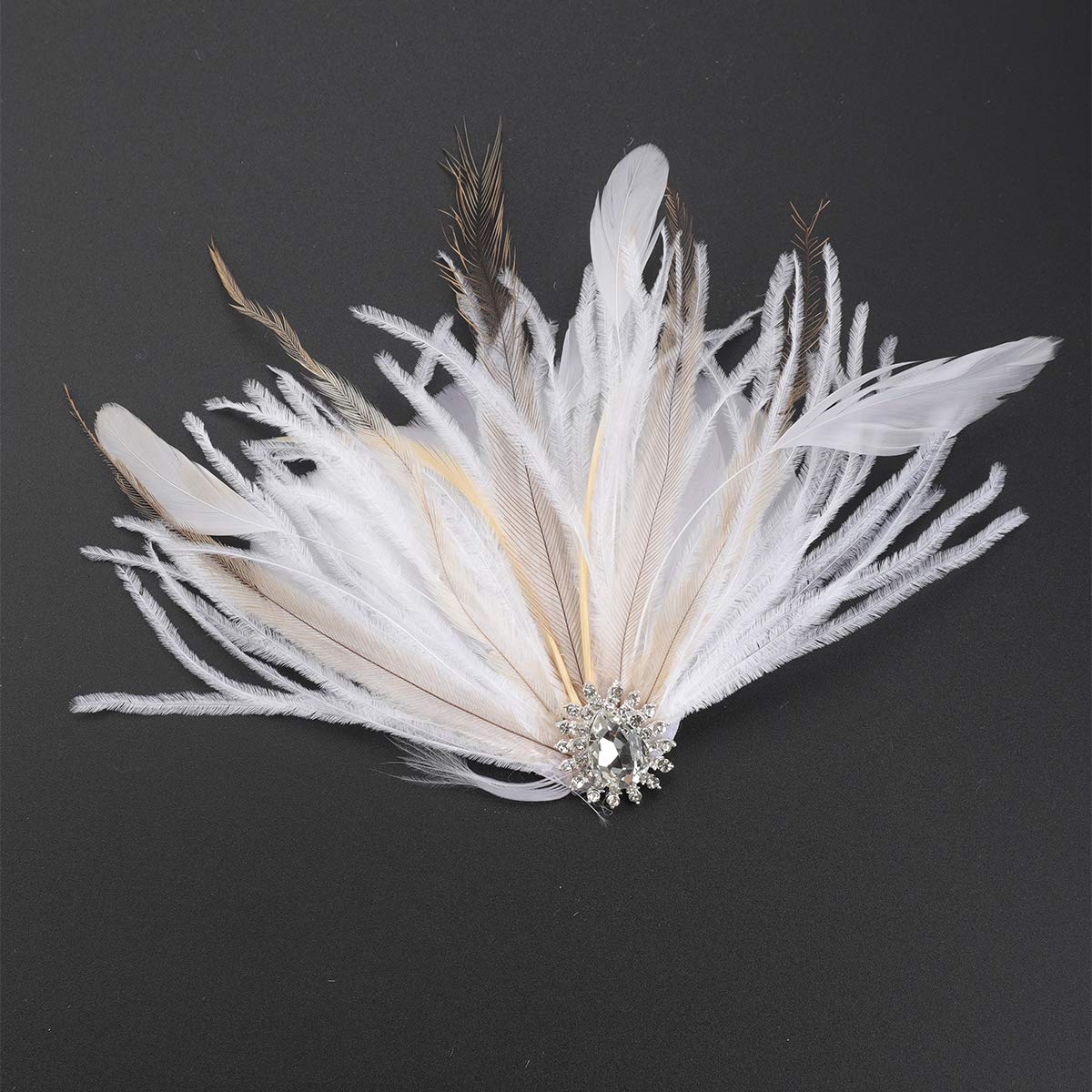 White Vintage Classical Feather Wedding Elegant Hat Fascinators/Headpiece with Crystal