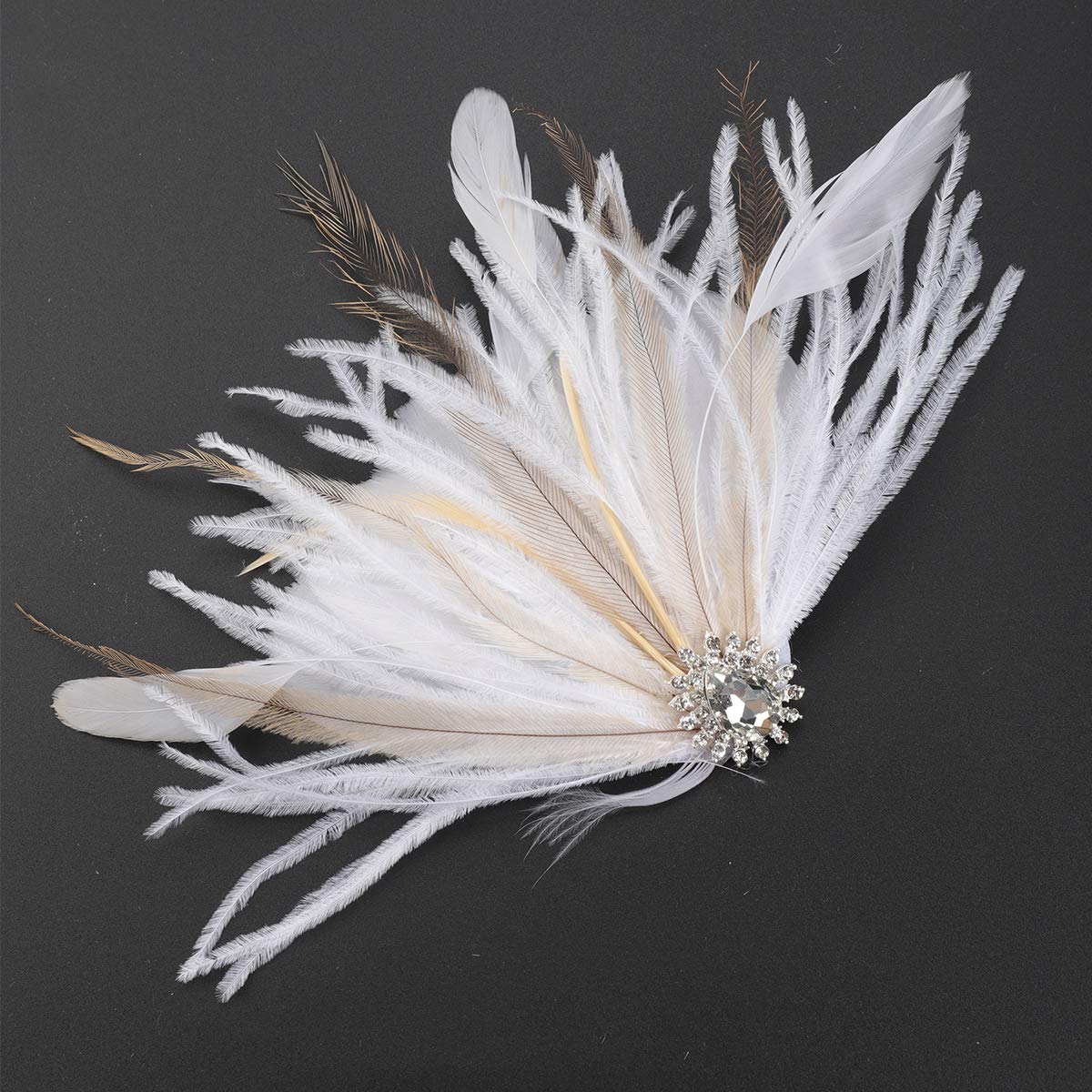 White Vintage Classical Feather Wedding Elegant Hat Fascinators/Headpiece with Crystal