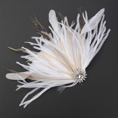 White Vintage Classical Feather Wedding Elegant Hat Fascinators/Headpiece with Crystal