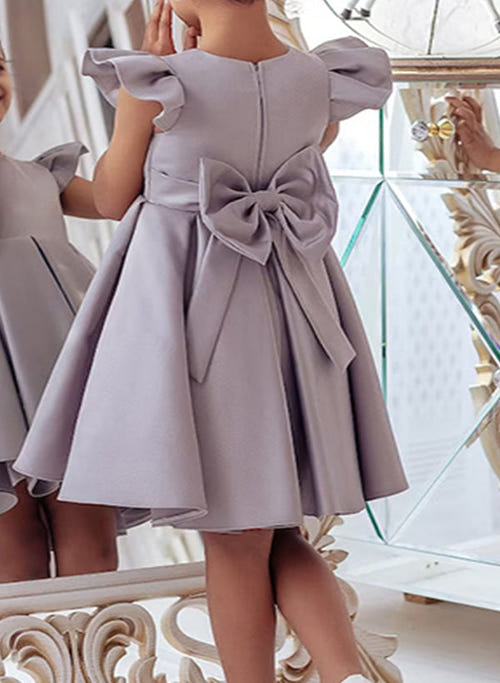 A字型/公主式圆领花童礼服带蝴蝶结