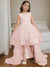 Ball-Gown Scoop Neck Sleeveless Asymmetrical Flower Girl Dress with Bowknot