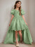 Ball-Gown Scoop Neck Short Sleeves Knee-Length Flower Girl Dress with Appliques