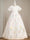 A-Line/Princess Scoop Neck Short Sleeves Floor-Length Flower Girl Dress with Lace