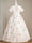 A-Line/Princess Scoop Neck Short Sleeves Floor-Length Flower Girl Dress with Lace