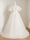 Ball-Gown Jewel Neck Short Sleeves Floor-Length Flower Girl Dress with Lace