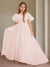 Ball-Gown Jewel Neck Short Sleeves Floor-Length Flower Girl Dress with Lace