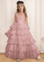 Ball-Gown V-Neck Sleeveless Floor-Length Flower Girl Dress With Ruffles