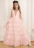 Ball-Gown V-Neck Sleeveless Floor-Length Flower Girl Dress With Ruffles