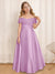 A-Line/Princess Off-the-Shoulder Short Sleeves Floor-Length Flower Girl Dress with Ruffles