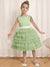 Ball-Gown Round Neck Sleeveless Knee-Length Flower Girl Dress with Ruffles & Bowknot