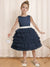 Ball-Gown Round Neck Sleeveless Knee-Length Flower Girl Dress with Ruffles & Bowknot