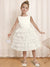 Ball-Gown Round Neck Sleeveless Knee-Length Flower Girl Dress with Ruffles & Bowknot