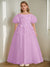 A-Line/Princess Off-the-Shoulder Ankle-Length Flower Girl Dress with Beads & 3D Flowers
