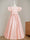 A-Line/Princess V-Neck Short Sleeves Floor-Length Flower Girl Dress with 3D Flowers