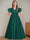 A-Line/Princess V-Neck Short Sleeves Floor-Length Flower Girl Dress with 3D Flowers