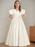 A-Line/Princess V-Neck Short Sleeves Floor-Length Flower Girl Dress with 3D Flowers