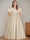 A-Line/Princess V-Neck Short Sleeves Floor-Length Flower Girl Dress with 3D Flowers