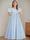 A-Line/Princess V-Neck Short Sleeves Floor-Length Flower Girl Dress with 3D Flowers