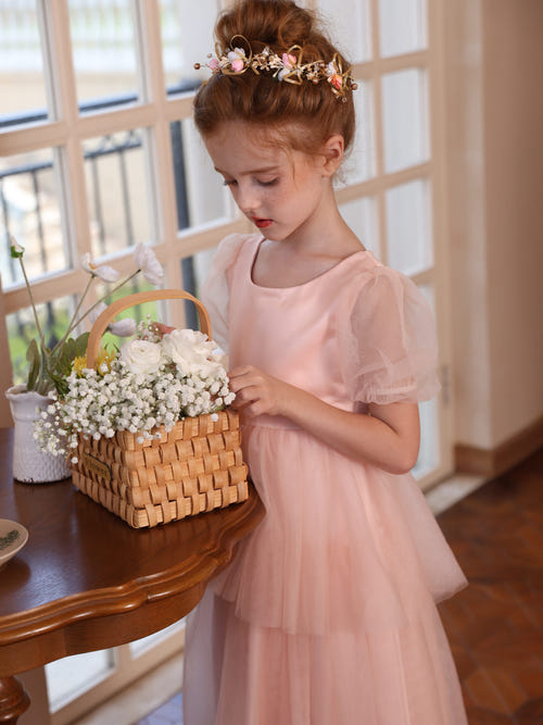 Ball-Gown Scoop Short Sleeves Knee-Length Tulle Flower Girl Dresses