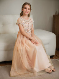 A-line Chiffon Floor-length Pink Flower Girl Dress