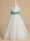 A-line Lace Organza Ankle-length Ivory Flower Girl Dress
