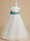 A-line Lace Organza Ankle-length Ivory Flower Girl Dress