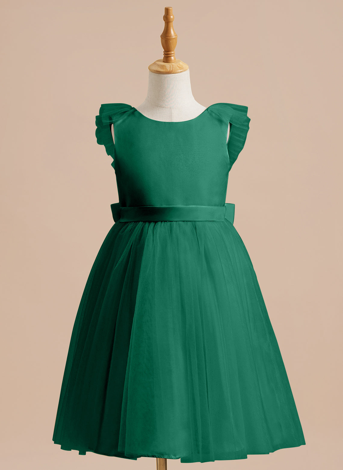 A-line Satin Tulle Knee-length Flower Girl Dress