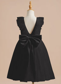 A-line Satin Tulle Knee-length Flower Girl Dress