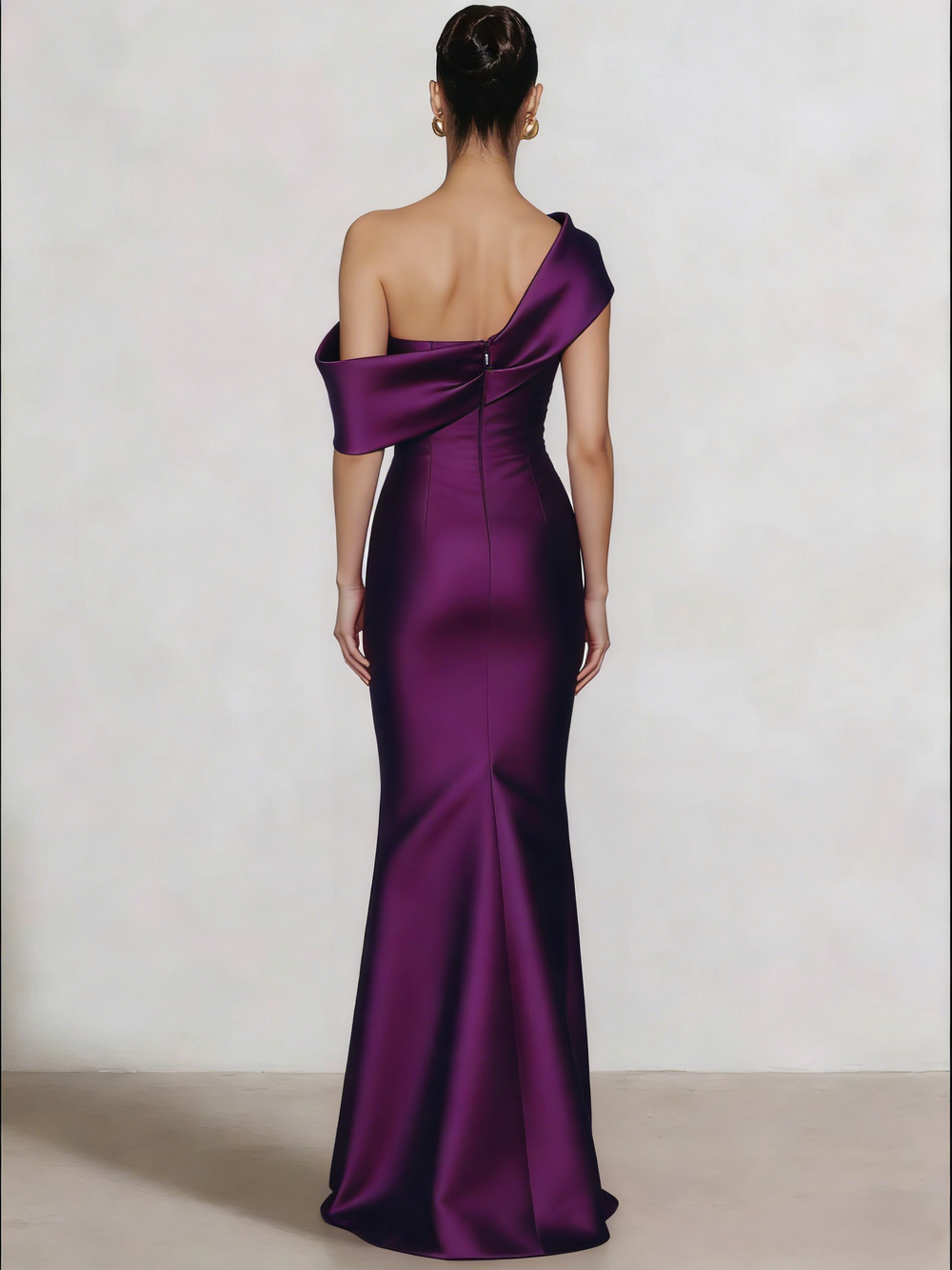 Sheath/Column Elegant Evening Dresses Satin One Shoulder Floor-Length Formal Dress