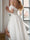 A-Line/Princess Off-the-shoulder Tea-Length Wedding Dresses with Split Front