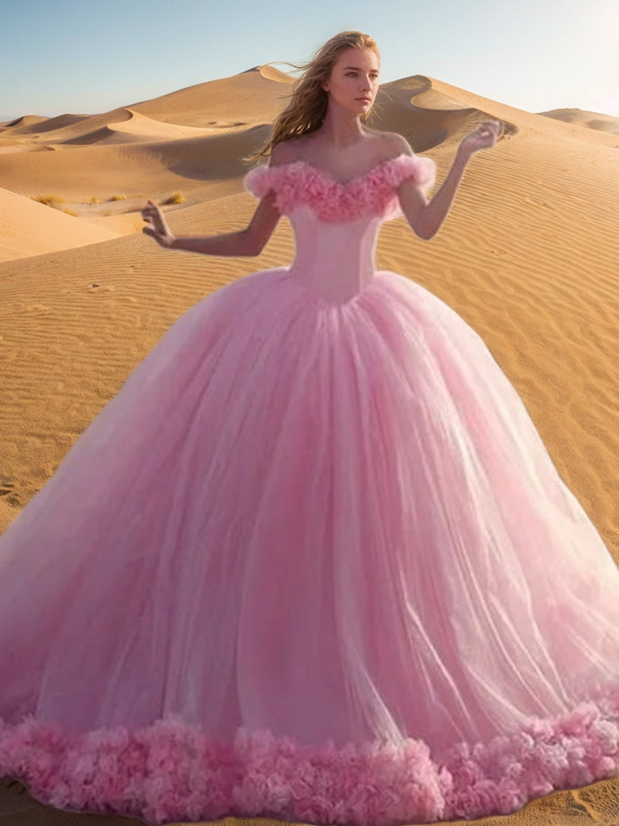 Ball Gown Off-the-Shoulder Sleeveless Gorgeous Wedding Dress with Embroidery