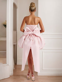A-Line/Princess Strapless Sleeveless Mini/Short Classic Wedding Dress with Detachable Bow