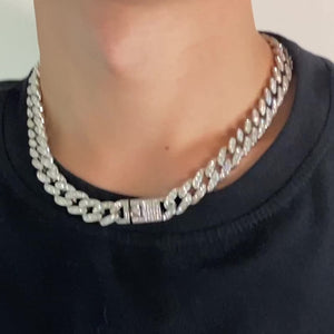 Men's Cool High End White Rhinestone Alloy Cuban Chain Necklace