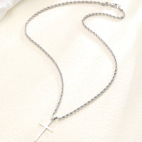 KC Gold Thin Spiral Chain Cross Pendant Minimalist Necklace