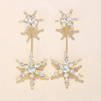 Fashion Hexagram Gold Rhinestone High End Elegant Earrings