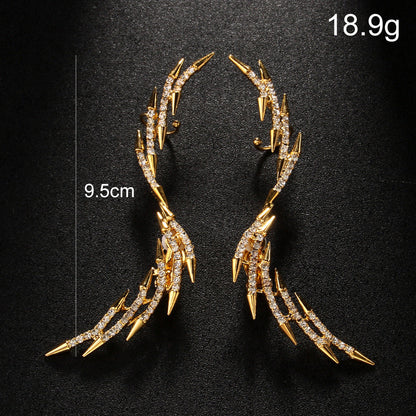 Geometric Minimalist Rhinestone Wing Earrings