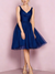 A-Line/Princess V Neck Sleeveless Tea-Length Cocktail Dresses with Pleats