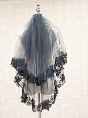 Halloween Black Gothic Punk Party Lace Veil Headpiece
