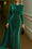 Sheath/Column Evening Dress Elegant Dress Formal Mother Of The Bride Dress Floor Length Long Sleeve Stand Collar Velvet with Pleats