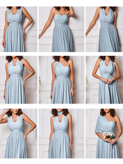 A-Line/Princess Halter Sleeveless Floor-Length  Chiffon Bridesmaid Dress
