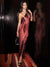 Sheath Cocktail Dress Tassels Party Dress Sleeveless Ankle Length Halter Neck With Ruffles