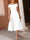 A-Line/Princess Little White Dresses For Formal/Wedding Dresses Off-The-Shoulder Sleeveless Tea-Length Stretch Crepe Cocktail Dress With Ruched