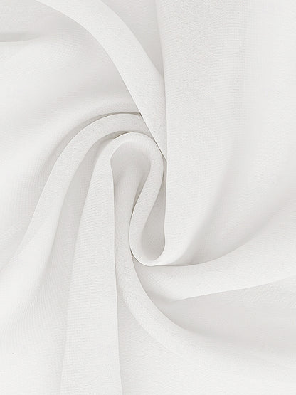 A-Line/Princess Little White Dresses For Formal/Wedding Dresses V-Neck Long Sleeves Ankle-Length Chiffon Daily Dresses With Pleats&Back Zipper