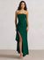 Sheath/Column Wedding Guest Dresses Off The Shoulder Sleeveless Ankle Length Prom Dress With Side Split Ruffle