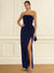 Sheath Velvet  Evening Gown Floor Length Off Shoulder Sleevesless With Back Zipper