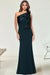 Sheath/Column Evening Dress Stretch Crepe & Satin Bow One-Shoulder Sleeveless Floor-Length Wedding Guest Dresses