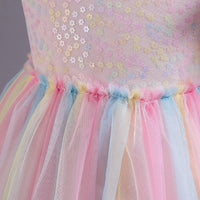 A-Line/Princess Asymmetrical High Low Flower Girl Dresses Scoop Neck Short Sleeves Girl Prom Garden Flower Girl Dress with Sequins